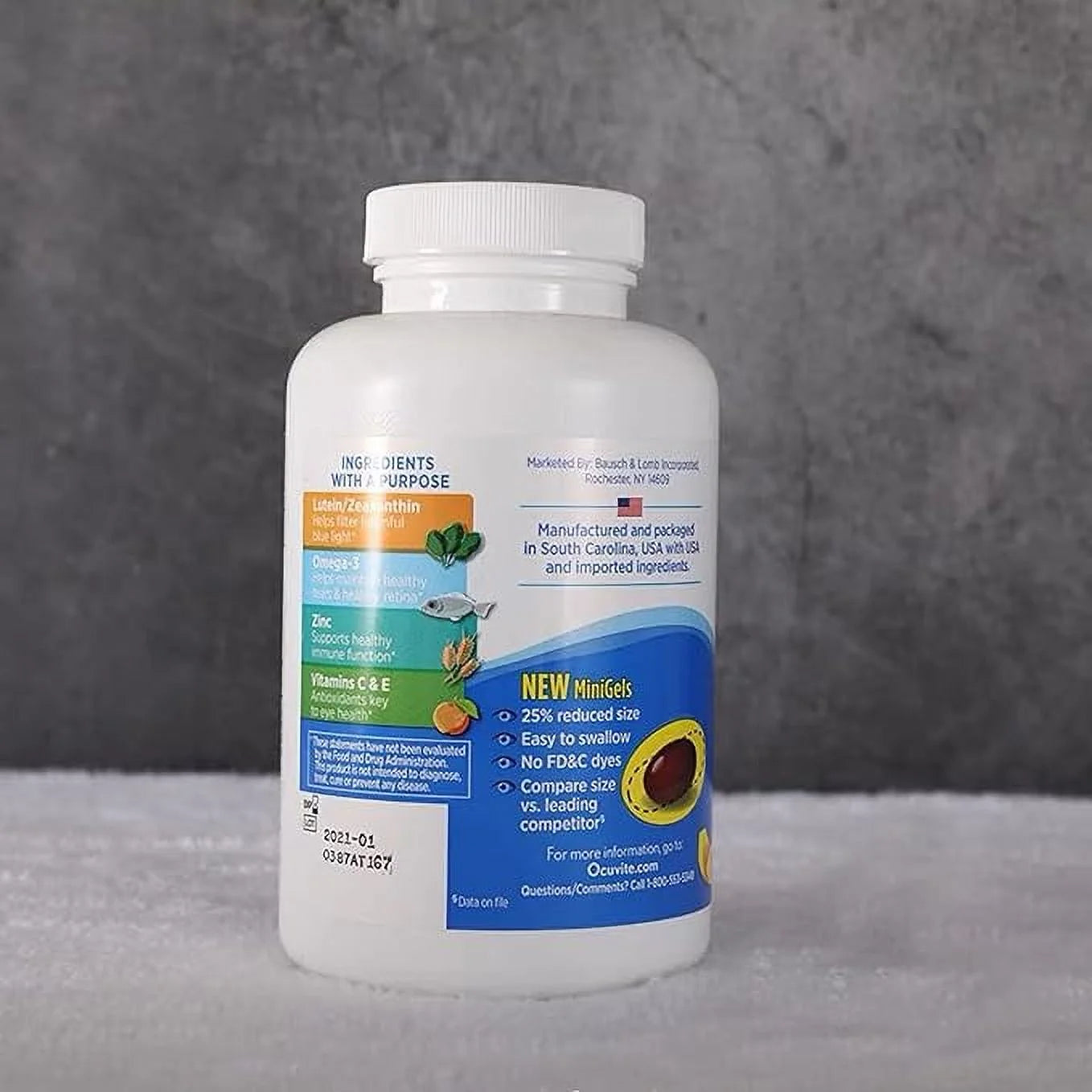 Adult 50+ Eye Vitamin & Mineral Supplement with Lutein, Zinc & Omega-3, 150 Softgels L9406
