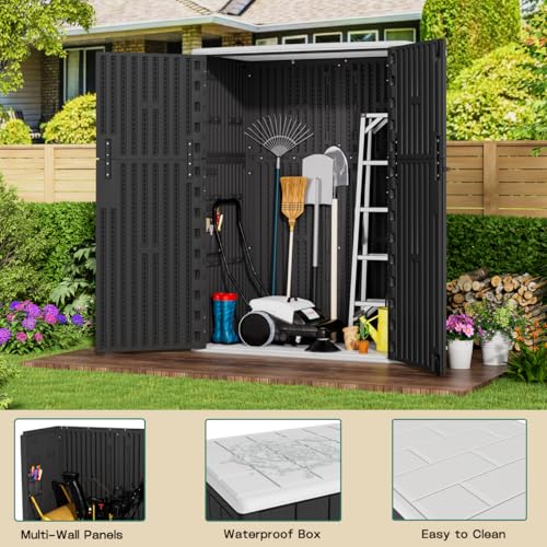 Outdoor Vertical Storage Shed, 57 Cu.ft, Waterproof, Lockable, Brown G868262