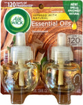 Air Wick Plug in Scented Oil Refill, 2 ct, Sandalwood, Air Freshener, Essential Oils, Fall Scent, Fall décor