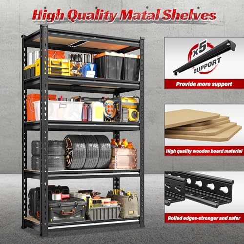 Set of 2 Storage Shelves 5 Tier Heavy Duty Metal Shelving G85837