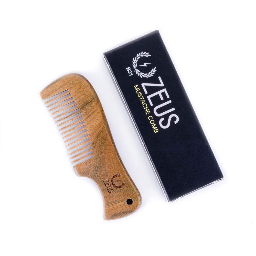Sandalwood Mustache Comb, Handmade Pocket Size Wooden Grooming Comb Y1787