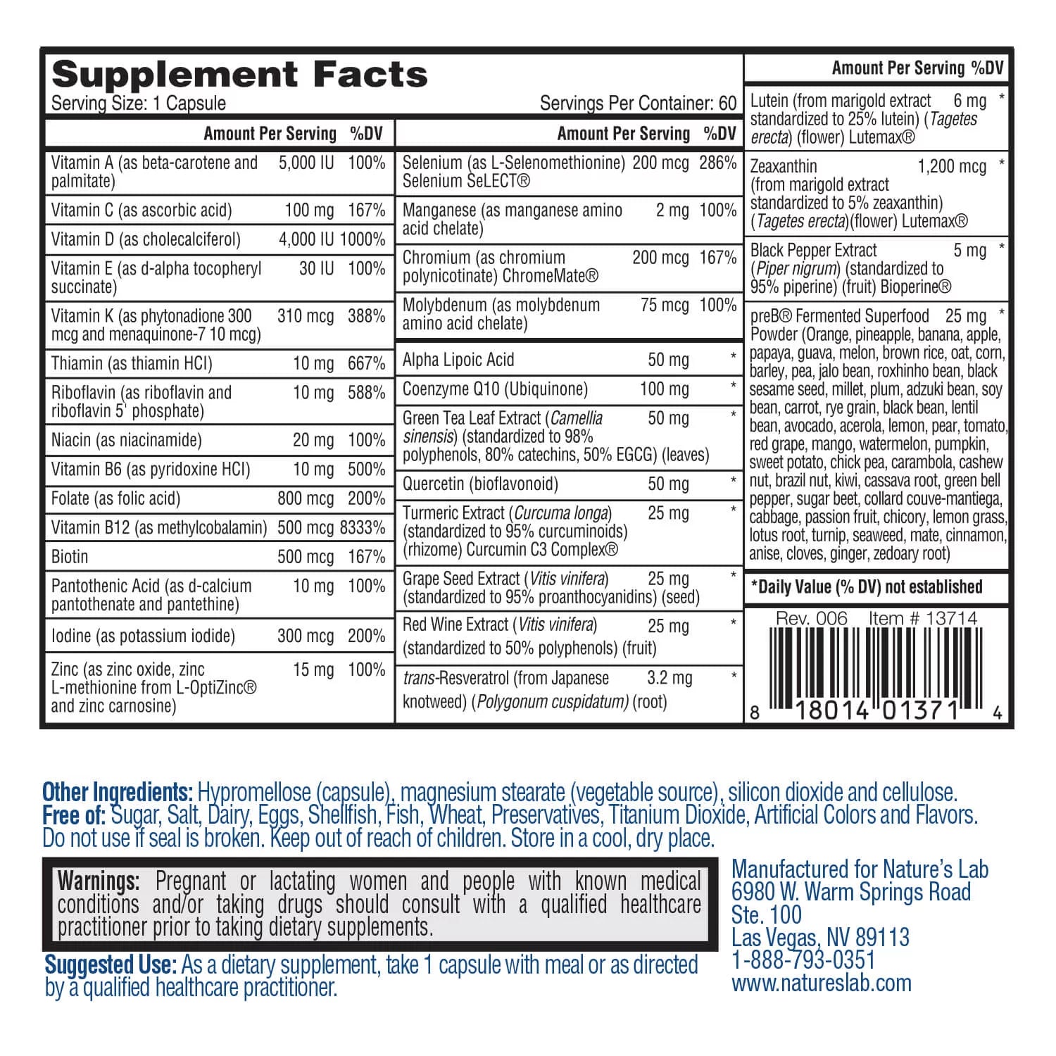 One Daily Multivitamin - 60 Capsules A7715