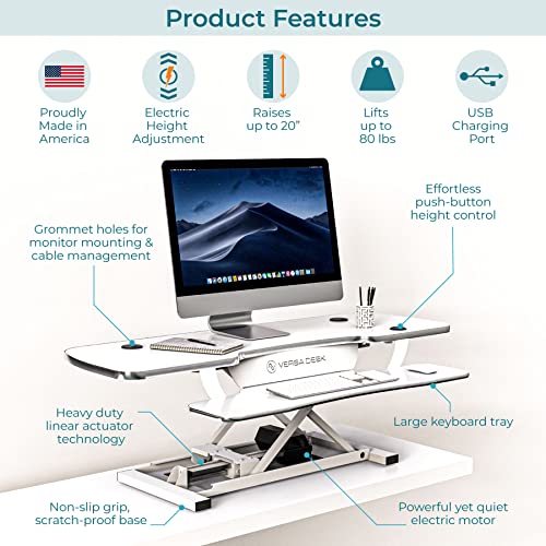 Electric Standing Desk Converter, Height Adjustable Sit to Stand Riser, Dual Monitor Workstation, Black Z74939