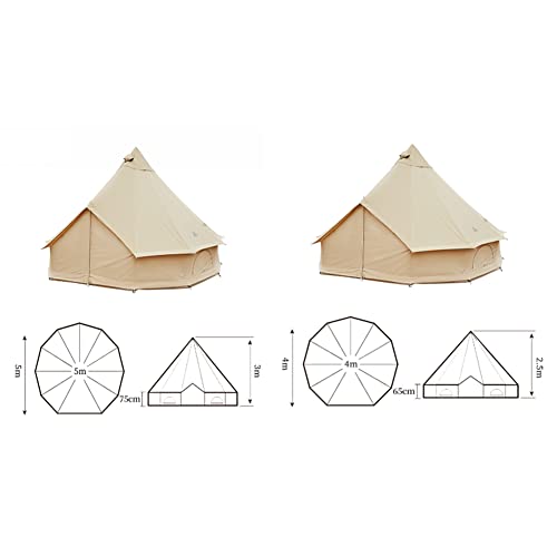 Canvas Bell Tent with Stove Jack, 4 Season Waterproof Glamping Tent for Family Camping Z34980