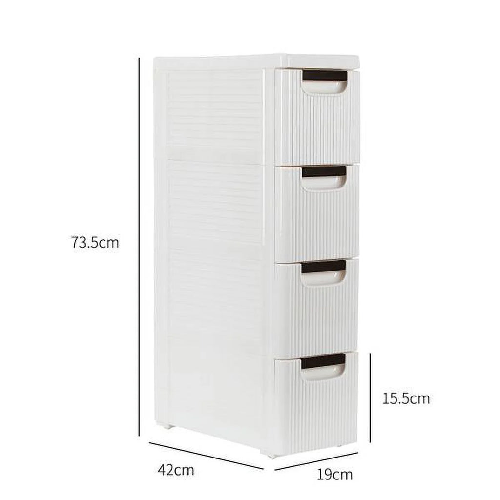 Narrow 4-Tier Rolling Cart Storage Cabinet with Wheels N1677