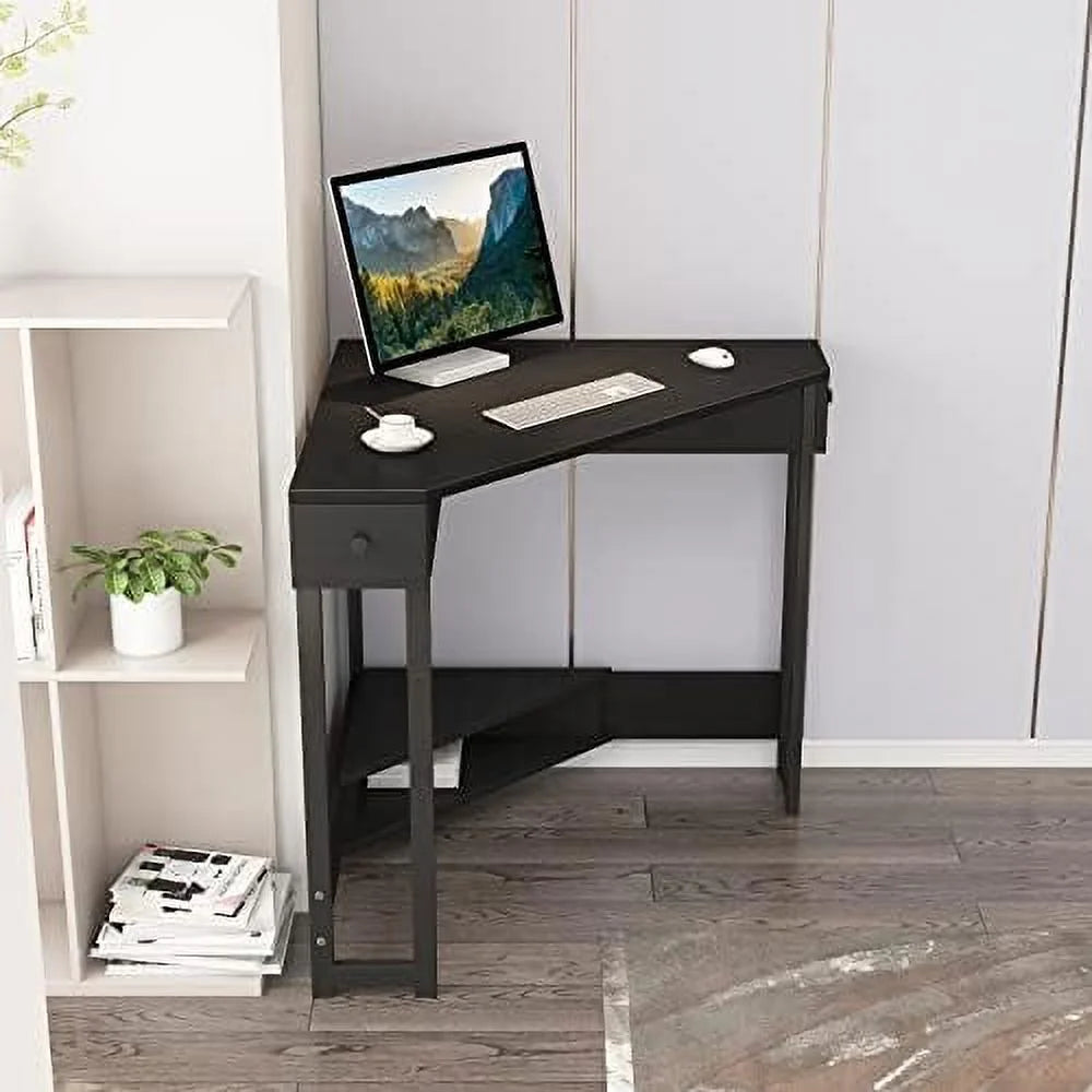 Corner Desk 31.5 Inch Triangle Computer Desk with Drawer for Small Space K172