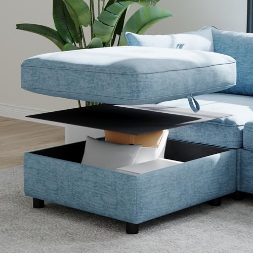 Modular Storage Sectional Sofa with Movable Ottomans, U-Shaped Chenille U839651