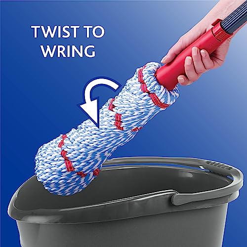 Microfiber Twist Mop with 2 Extra Refills, Hands-Free Wringing, 18-Inch Head, Safe on All Floors U710302