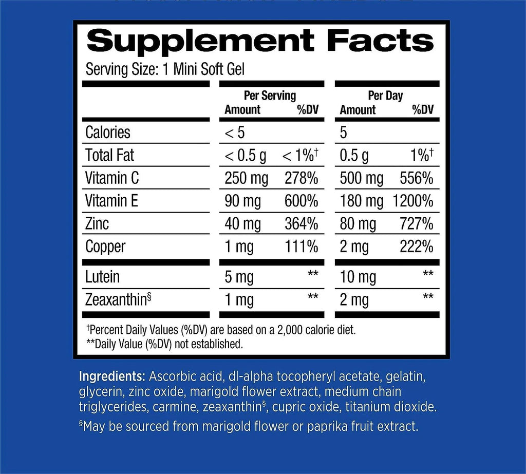 Eye Mineral Supplement with Vitamin C, Zeaxanthin, and Vitamin E, 210 Softgels G72454