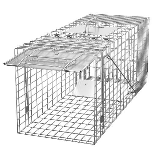 Live Animal Cage Trap 32" Steel Catch Release Humane Rodent Cage V922444