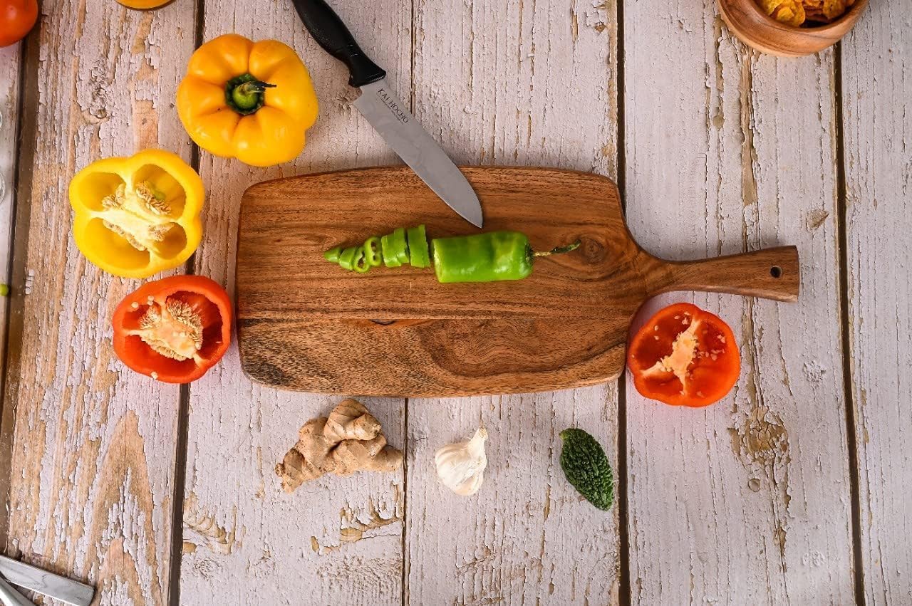 Acacia Wood Cutting Board for Kitchen Chopping and Serving, 17 by 7 Inches O22631