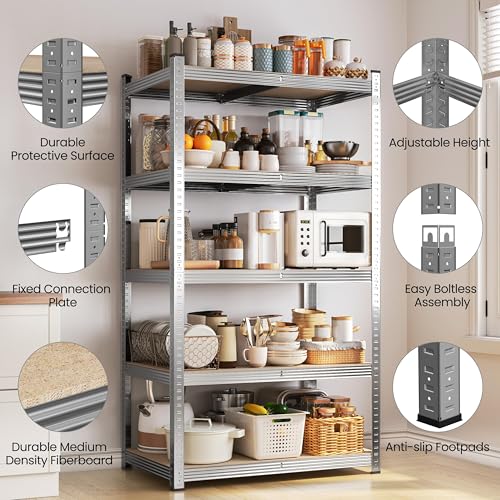 5-Tier Adjustable Metal Shelving Unit for Garage, Pantry, and Warehouse M7734