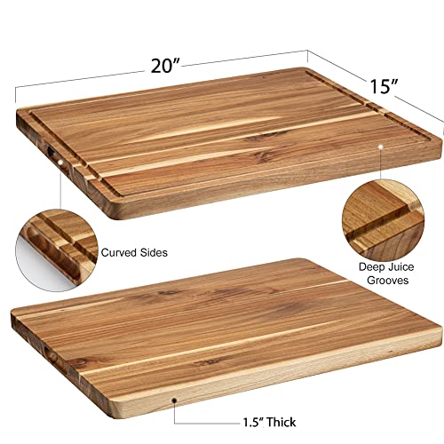 Acacia Wood Cutting Board with Handle and Juice Groove H90766