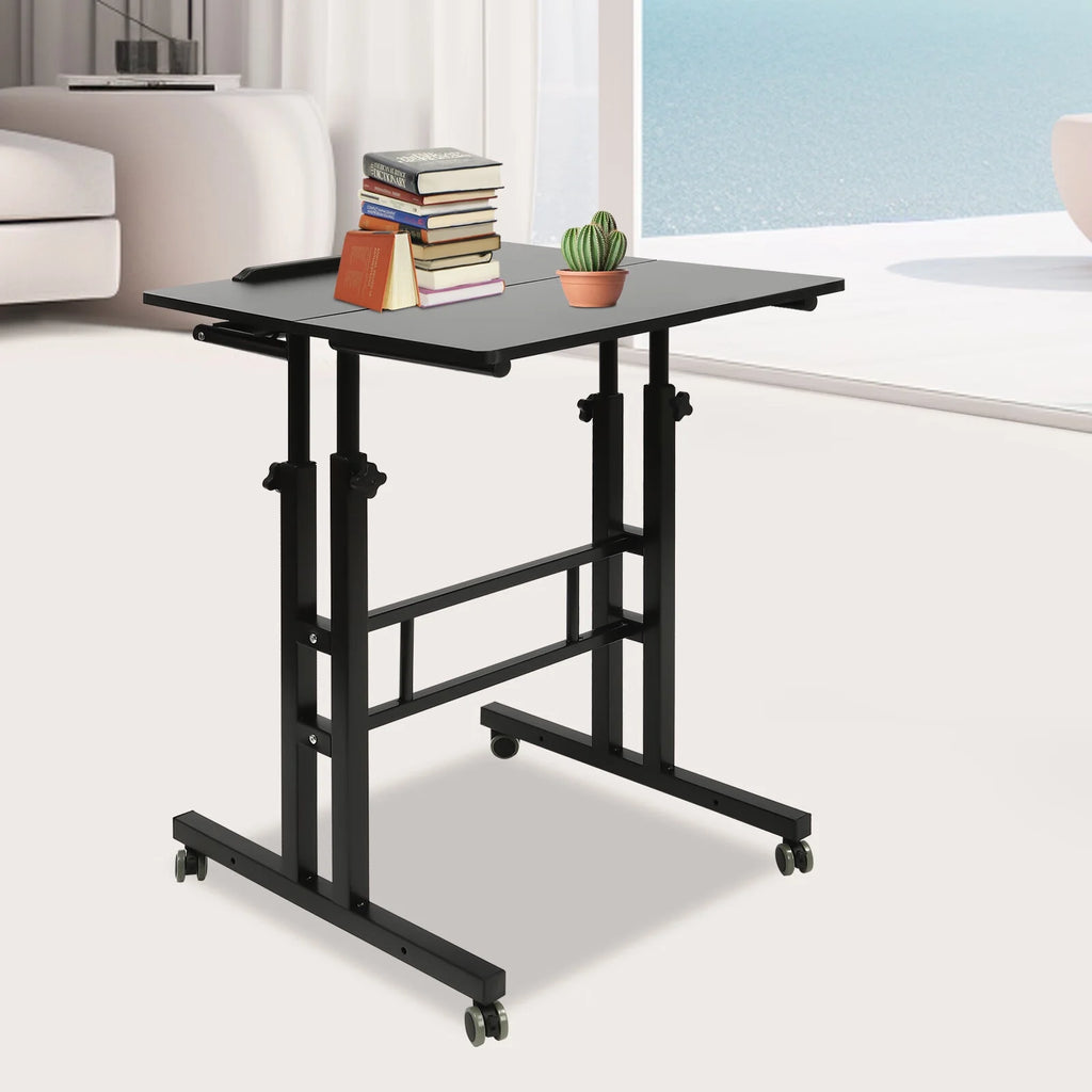 24" Mobile Stand Up Desk Adjustable Height with Wheels for Home Office A350689