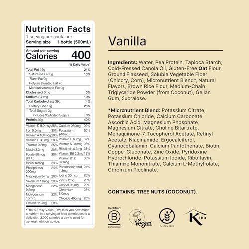 Chocolate Meal Replacement Drink, High Protein, Plant Based, 16.9 Fl Oz (12 Pack) T510