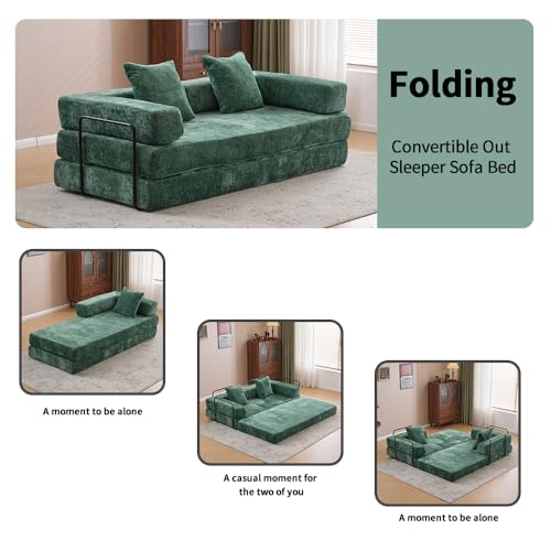 Corduroy Convertible Sleeper Sofa Bed with Pillow, Beige O72530