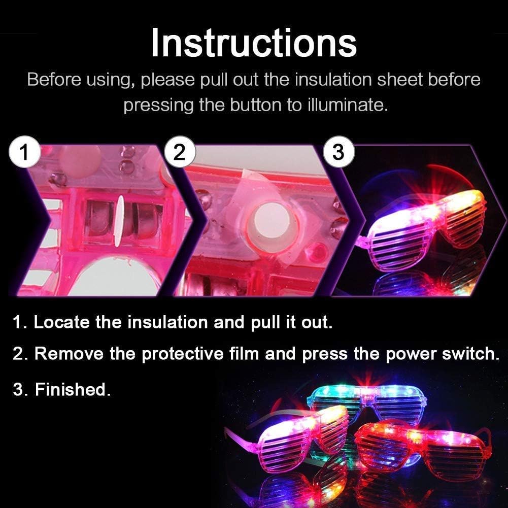 20 Pack LED Glow Glasses Party Supplies Neon Flashing Shades M60890