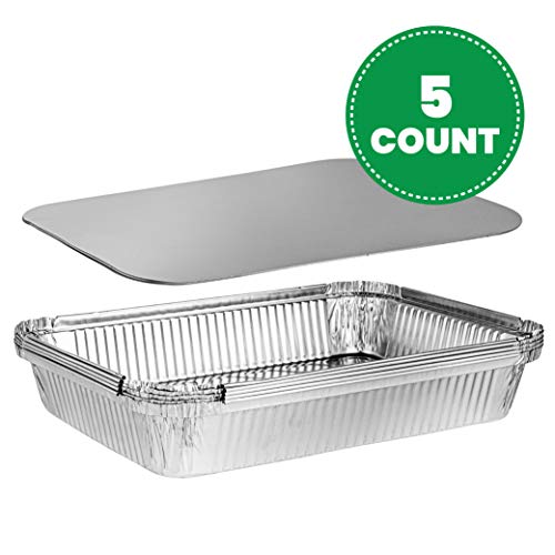 Disposable Aluminum Oblong Baking Pans with Cardboard Lids, 12 x 8 x 2 Inch, Pack of 10 S16336