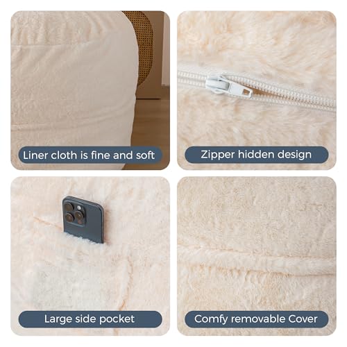 Giant Bean Bag Chair Bed for Adults, Convertible Floor Sofa Mattress R473823