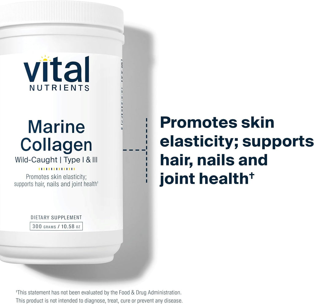 Marine Collagen Powder Unflavored, Type I & III, for Hair Skin Nails and Joints, 60 Capsules U552683