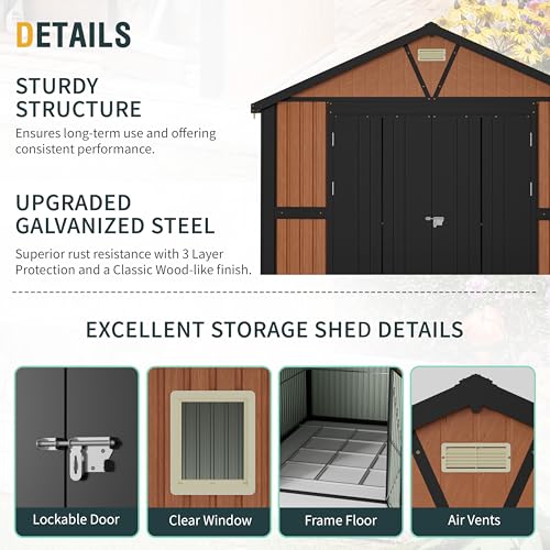 Metal Storage Shed 5x3 ft with Lockable Door for Garden and Backyard B82351