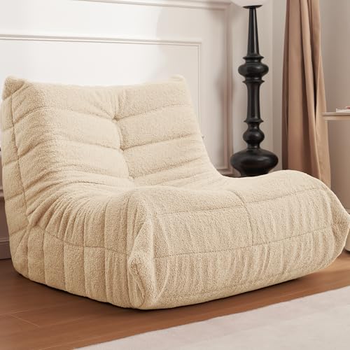 Bean Bag Chair for Adults with Memory Foam, Black Plush X409228