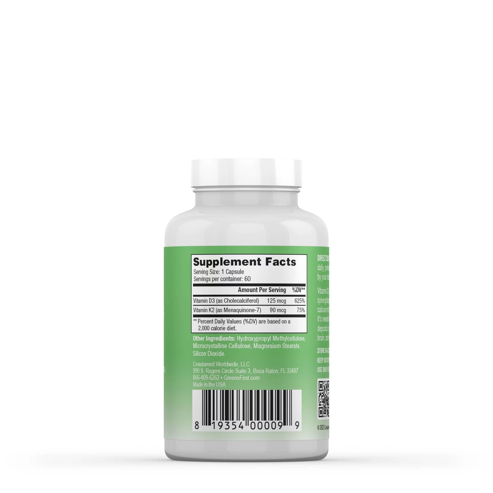 Vitamin D3 K2 Supplement for Heart Bone and Immune Support, 60 Capsules N5251
