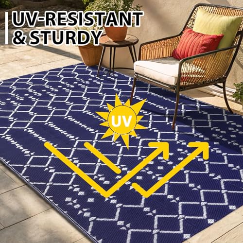 Waterproof Outdoor Rug 5x8 ft, Reversible Plastic Straw Patio Mat Z2613