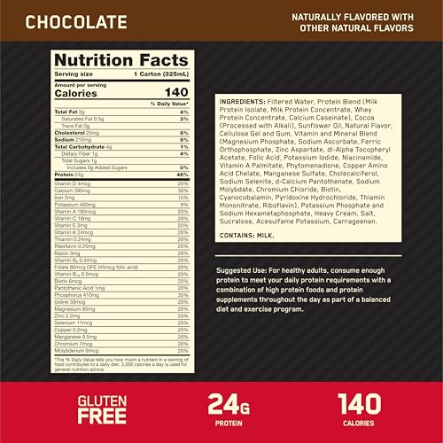 Protein Shake, 24g Protein, Chocolate, 11 Fl Oz, 12 Count N68150
