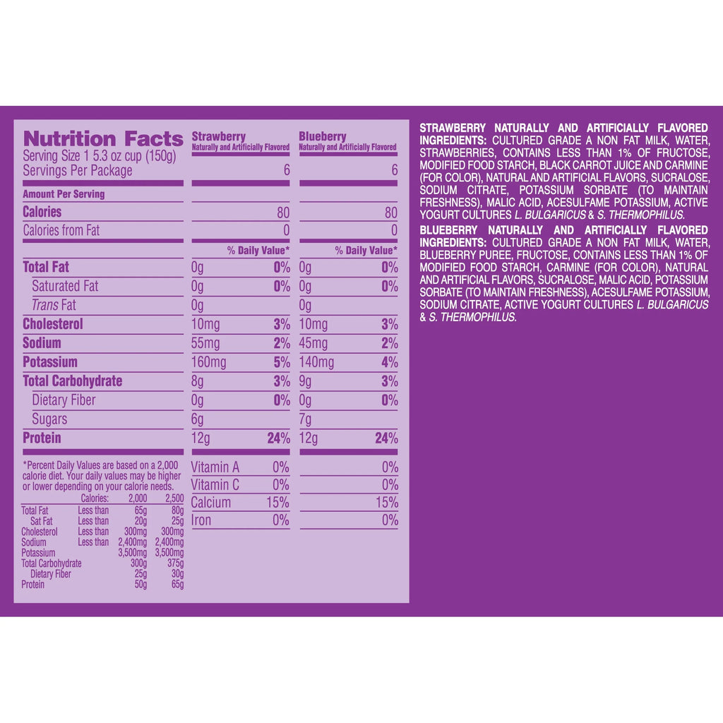 Strawberry & Blueberry Nonfat Greek Yogurt 5.3oz 12 pack F83082