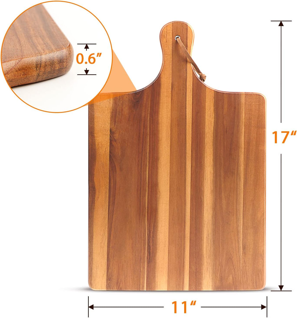 Acacia Wood Cutting Board with Handle for Kitchen B8691