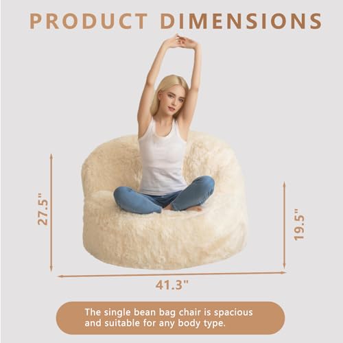 Giant Faux Fur Bean Bag Chair for Adults with Filler T74545