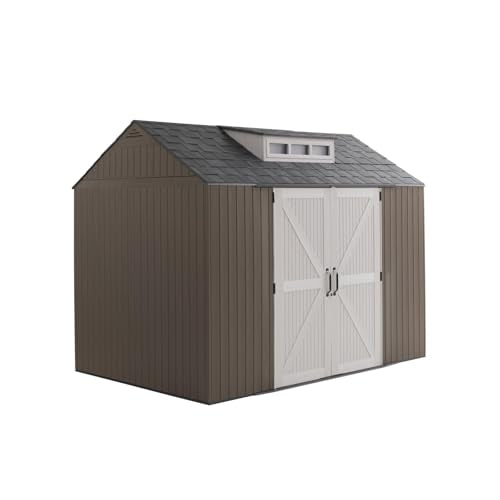 Outdoor Resin Storage Shed with Floor, Weatherproof, 7x7 FT U80308
