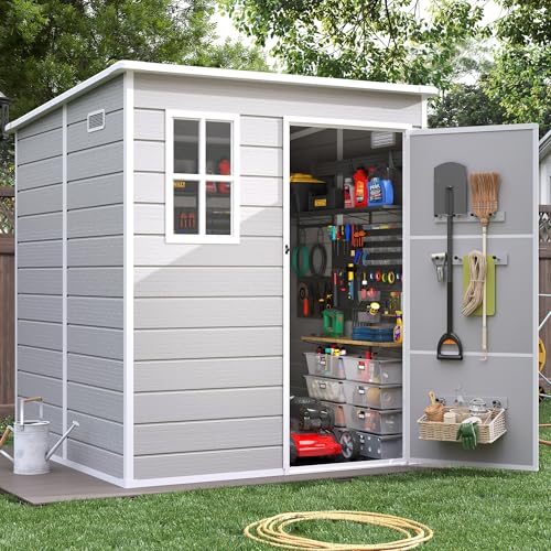 Outdoor Storage Shed with Floor, Lockable Door & Window, Waterproof Tool Shed M47080