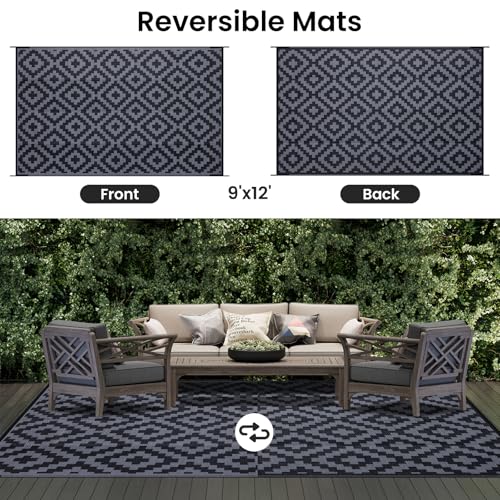 Waterproof Outdoor Rug 5x8 ft, Reversible Plastic Straw Patio Mat Z2613