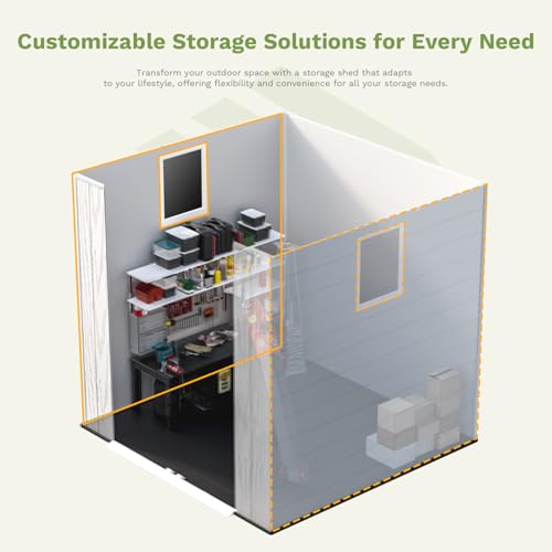 6 x 8 FT Plastic Outdoor Storage Shed with Floor and Lockable Door D7513