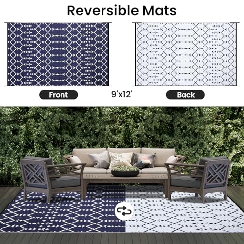 Waterproof Outdoor Rug 5x8 ft, Reversible Plastic Straw Patio Mat Z2613