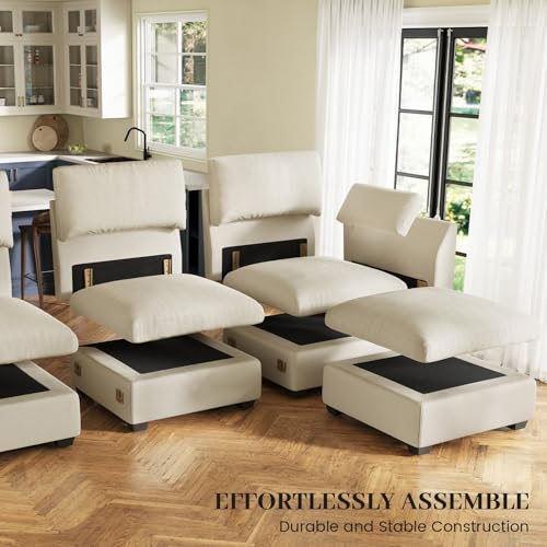 Extra Large Modular Sectional Sofa, 4-Seater L Shaped Couch, Velvet Convertible for Living Room L139