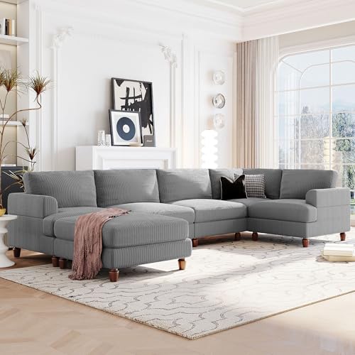 Modular Sectional Sofa with Ottoman, U-Shaped Lounge Couch H930