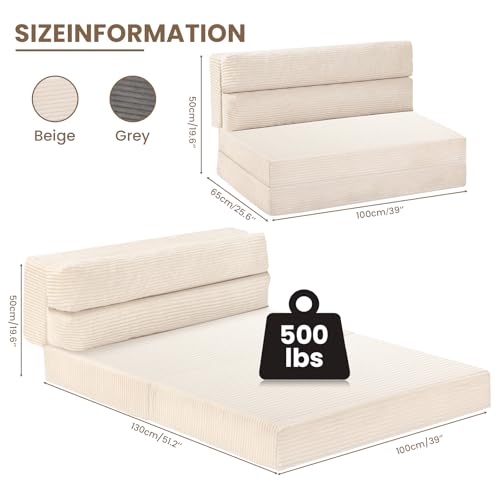 Folding Sofa Bed, Convertible Sleeper Chair with Pillow, Grey P767597