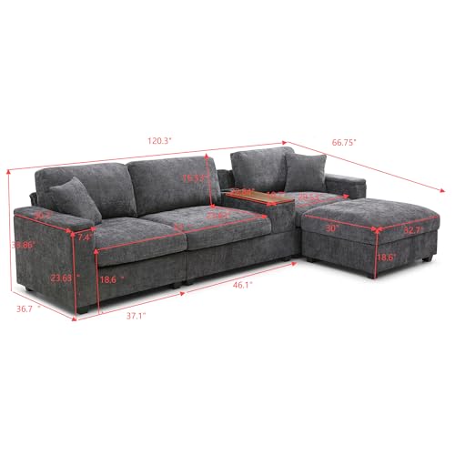 Modular Sectional Sofa with Ottoman, U-Shaped Lounge Couch H930