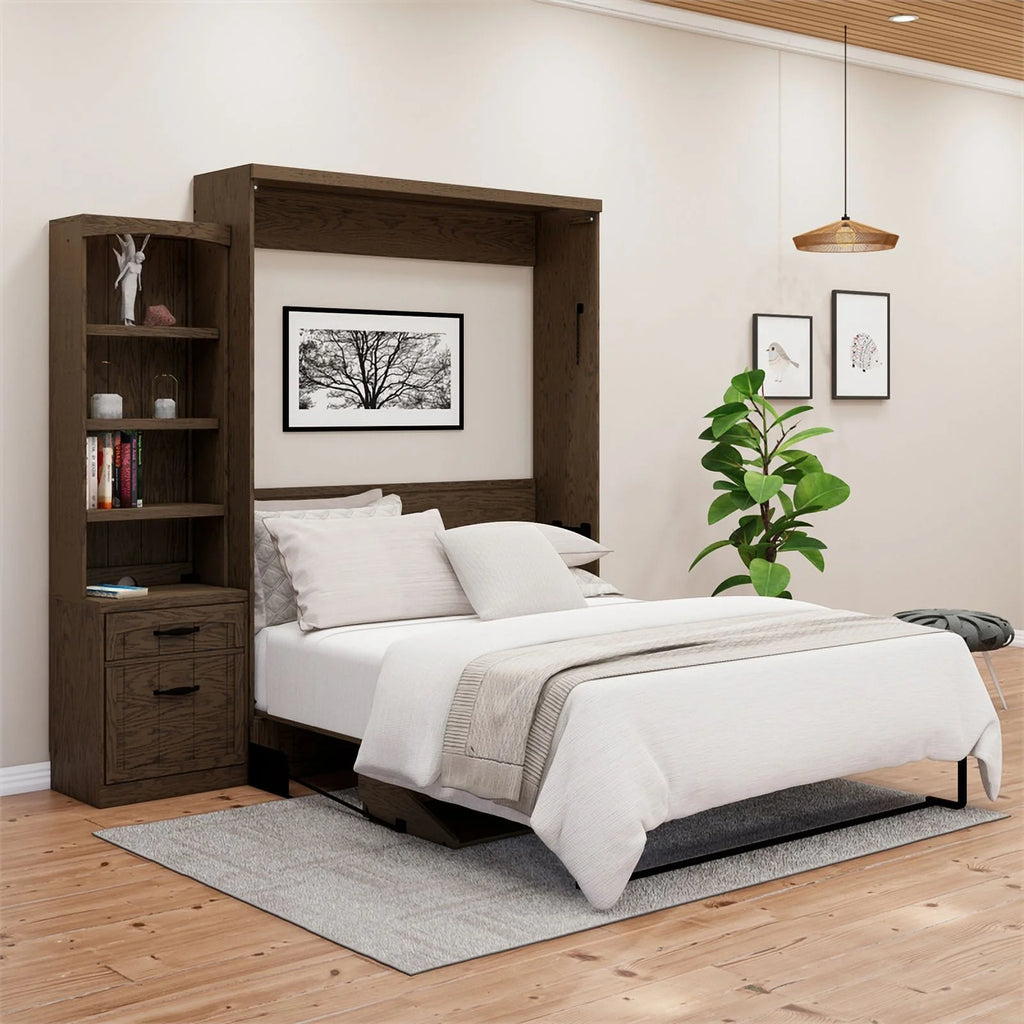 Queen Murphy Wall Bed with Desk and Shelf Storage N66383