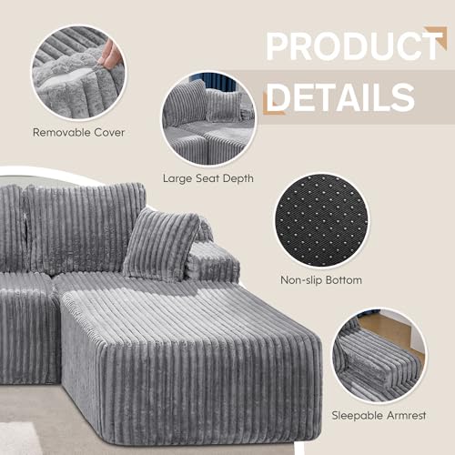 Modular L-Shape Sectional Sofa with Oversized Chaise A47792