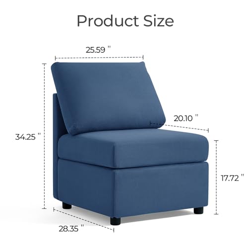 Modular Sectional Sofa with Storage, U Shaped Couch, Blue Y4358