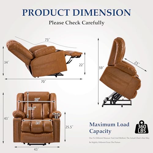 Power Lift Recliner Chair for Elderly with Heat and Massage, Adjustable Positions, Dark Brown P618617