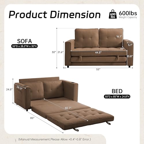 Sleeper Sofa Bed Convertible Futon for Small Spaces, Dark Blue F79197