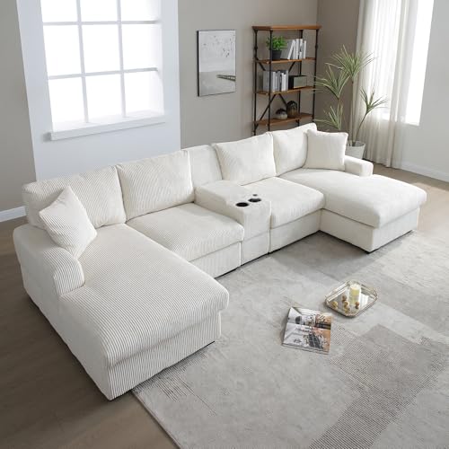 Modular Sectional Sofa with Ottoman, U-Shaped Lounge Couch H930