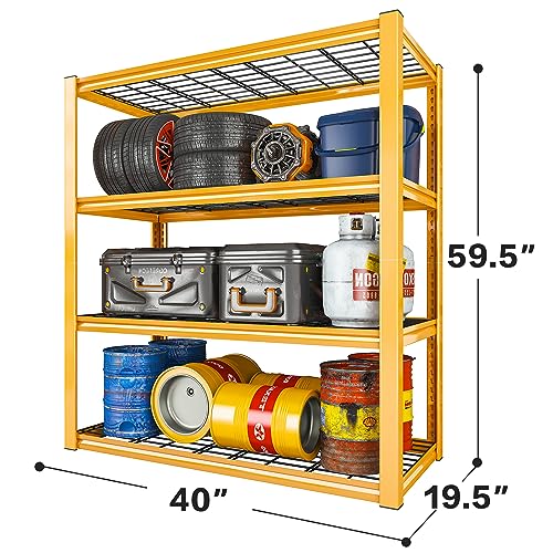 40" W Garage Shelving 2240 LBS Storage Shelves Adjustable Metal Heavy Duty 4 Tier R5651