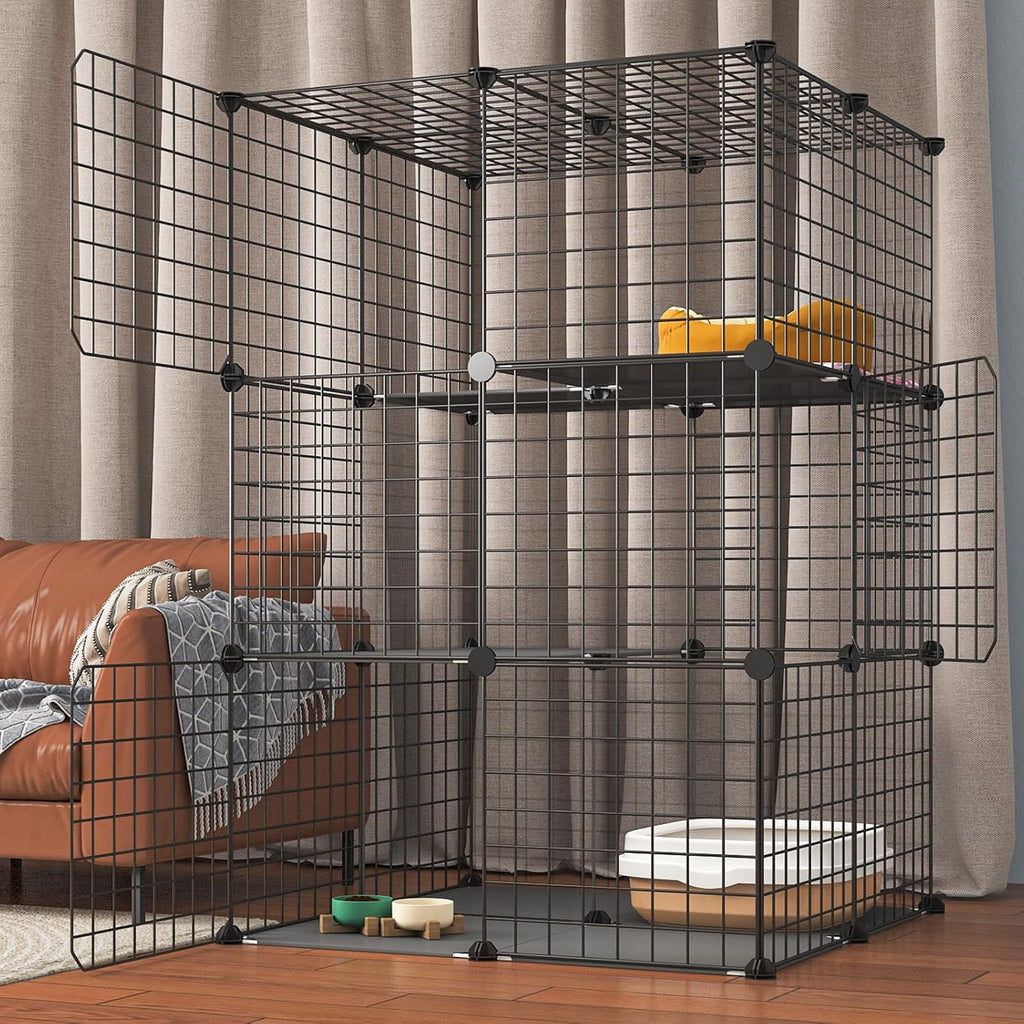 3-Tier Cat Cage Indoor Enclosure DIY Catio Detachable Metal Wire Kennel Q13173