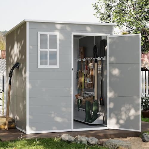 Outdoor Storage Shed 6 x 6 FT Resin Garden Shed with Lockable Door U891